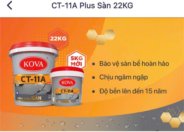 Chất chống thấm cao cấp KOVA CT-11A Plus Sàn 